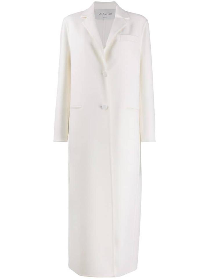 Valentino Long Single-breasted Coat - White