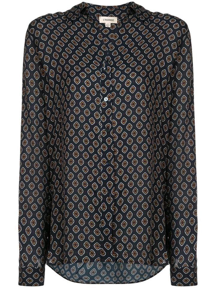 L'agence Patterned Button Blouse - Blue