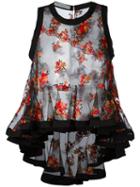Philosophy Di Lorenzo Serafini Floral Embroidery Sheer Blouse, Women's, Size: 40, Black, Polyester