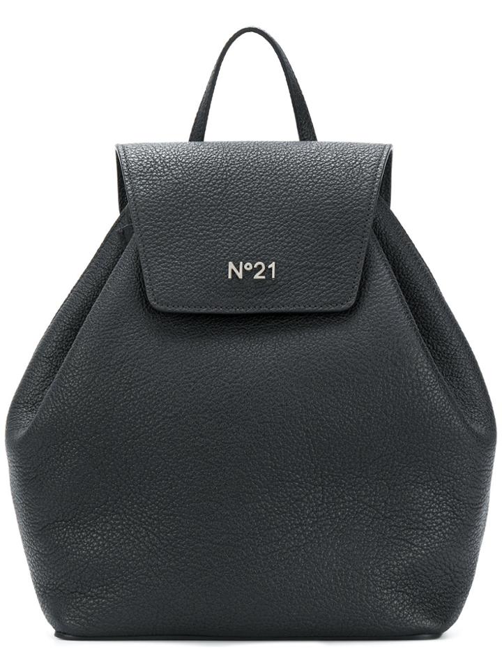 No21 Pebbled Drawstring Backpack - Black
