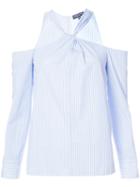 Rag & Bone - Striped Cold Shoulder Top - Women - Cotton - S, Blue, Cotton
