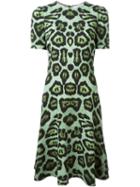 Givenchy Leopard Print Skater Dress, Women's, Size: 38, Green, Spandex/elastane/viscose