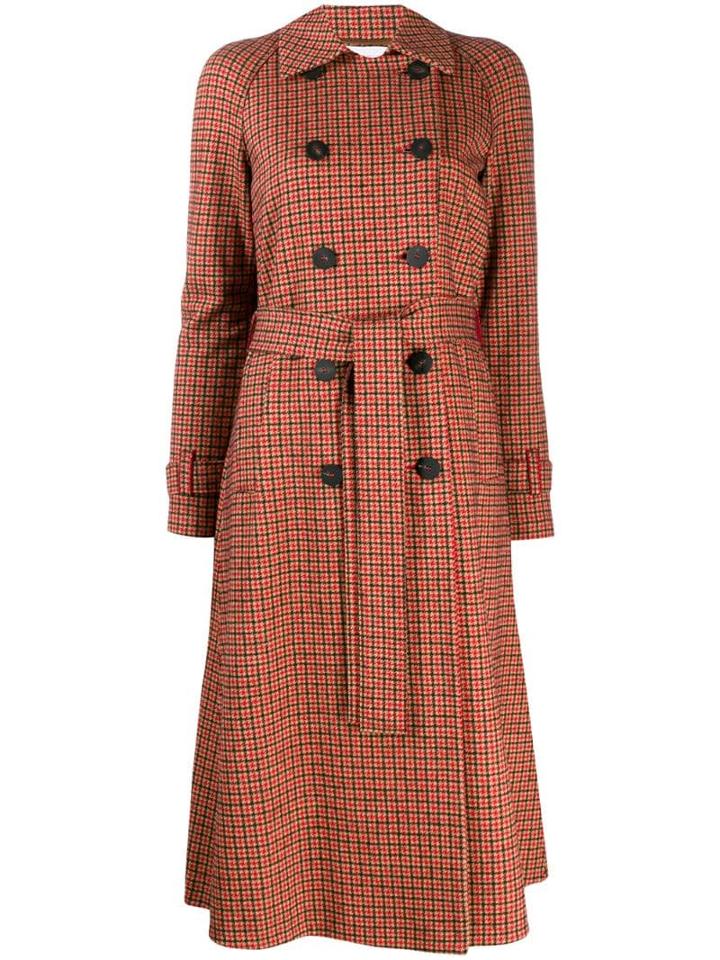 Harris Wharf London Check Print Double-breasted Coat - Red