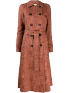 Harris Wharf London Check Print Double-breasted Coat - Red