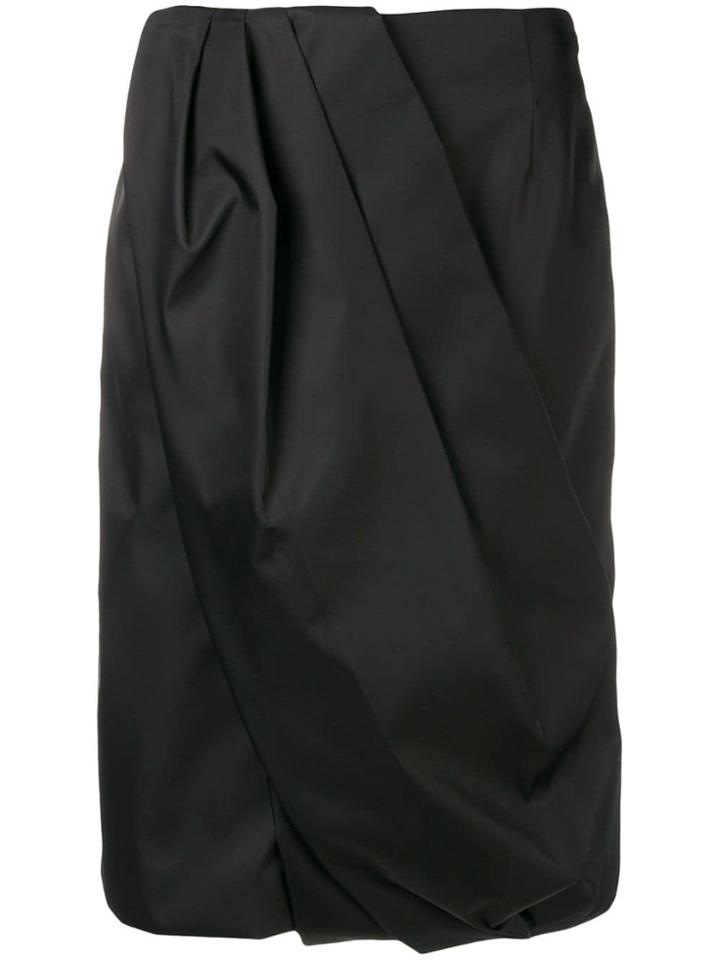 Prada Ruched Wrap Skirt - Black