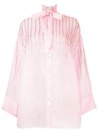 Valentino Collared Embellished Tie Neck Blouse - Pink