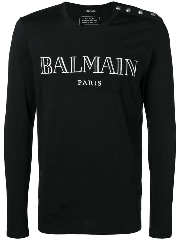 Balmain Embroidered Logo Top - Black
