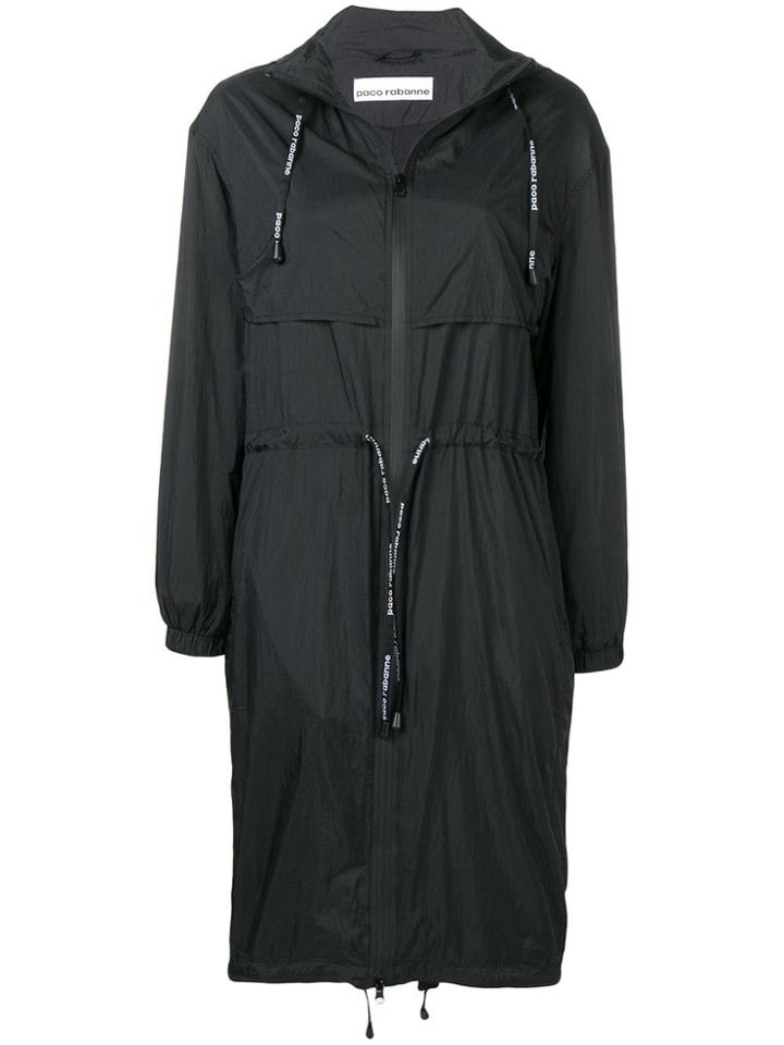 Paco Rabanne Logo Band Parka Coat - Black