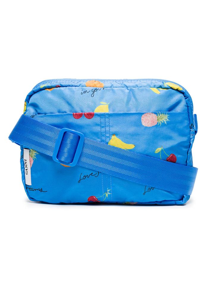 Ganni Fairmont Fruit Print Shoulder Bag - Blue