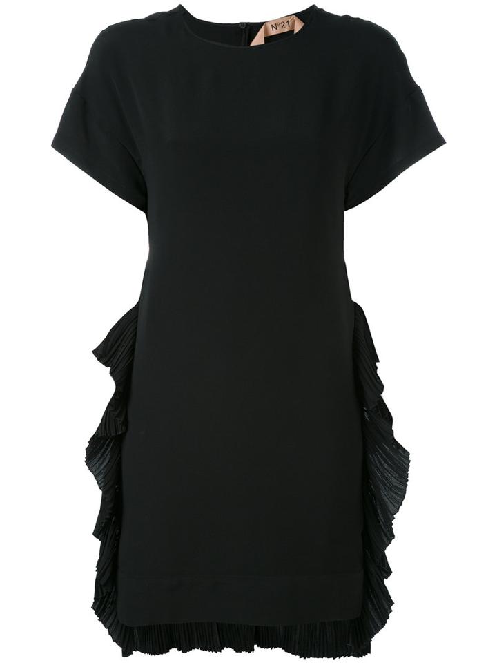No21 - Embellished Pleated Frill Dress - Women - Silk/acetate - 40, Black, Silk/acetate