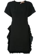 No21 - Embellished Pleated Frill Dress - Women - Silk/acetate - 40, Black, Silk/acetate