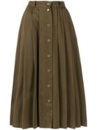 Moschino Vintage 1990's Pleated Midi Skirt - Green