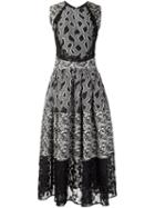 Sophie Theallet Flared Mix Pattern Dress, Women's, Size: 6, Black, Silk/cotton/acrylic/viscose