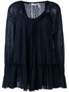 See By Chloé - Ruffle Blouse - Women - Cotton/polyester - S, Blue, Cotton/polyester