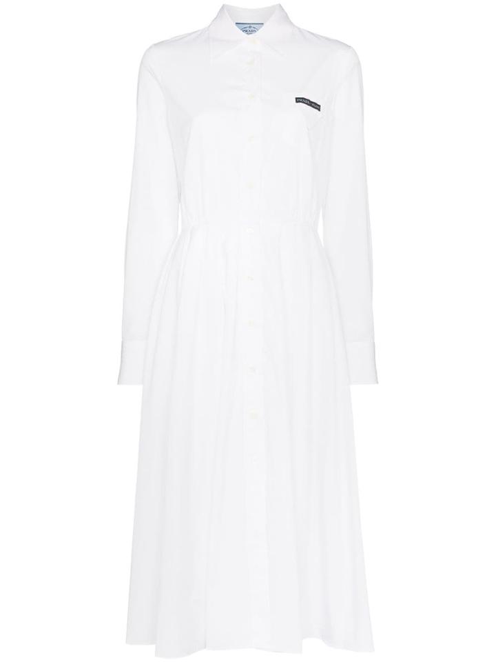 Prada Button-down Midi Cotton Shirt Dress - White