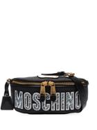 Moschino Logo Embellished Cross Body Bag - Black