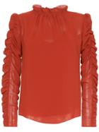 See By Chloé Ruffle-neck Ruched Blouse - Red
