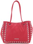 Studded Logo Shoulder Bag - Women - Polyurethane - One Size, Red, Polyurethane, Love Moschino
