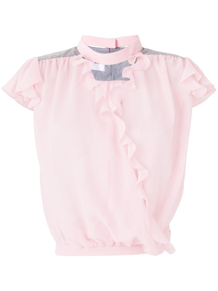 Brognano Ruffled Cropped Blouse - Pink & Purple