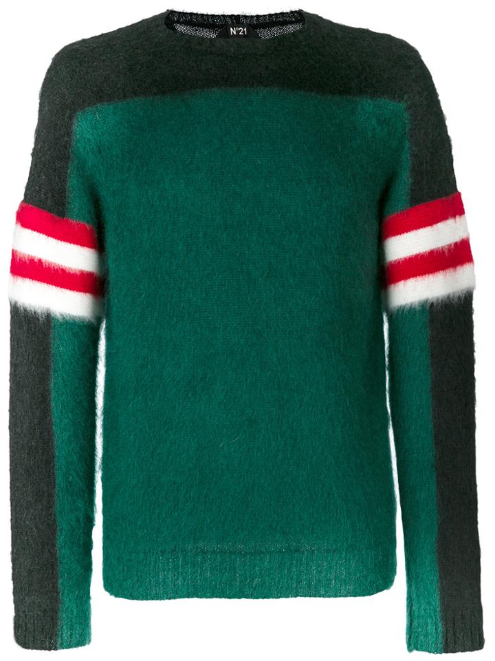 No21 Colour Block Jumper - Green