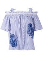 Tanya Taylor - Striped Bardot Top - Women - Cotton - 6, Blue, Cotton
