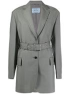 Prada Single Breasted Belted Jacket - Grey
