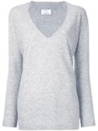 Allude Deep V-neck Knitted Top, Women's, Size: Xs, Grey, Virgin Wool/cashmere
