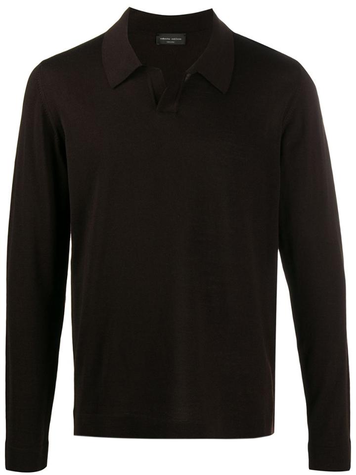 Roberto Collina Long Sleeves Polo Shirt - Brown