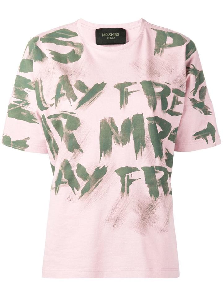 Mr & Mrs Italy Graffiti Print T-shirt - Pink