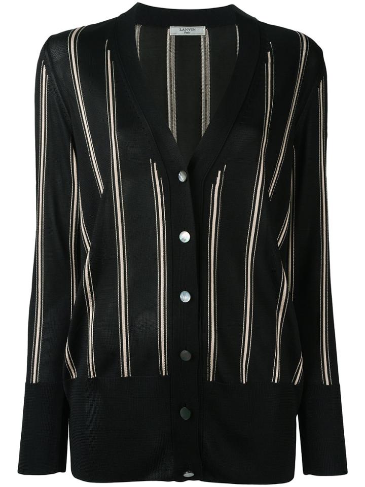 Lanvin Striped Knitted Cardigan - Black