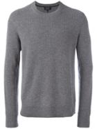 Rag & Bone Ribbed Crew Neck Jumper, Men's, Size: Medium, Grey, Cashmere