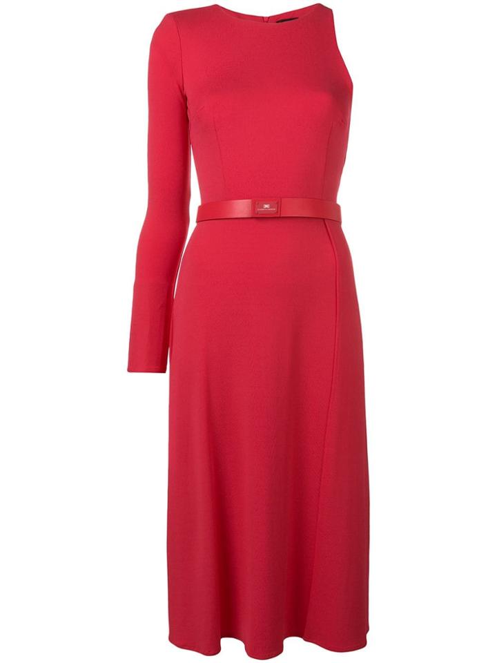 Elisabetta Franchi One Sleeve Belted Midi Dress - Pink