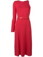 Elisabetta Franchi One Sleeve Belted Midi Dress - Pink