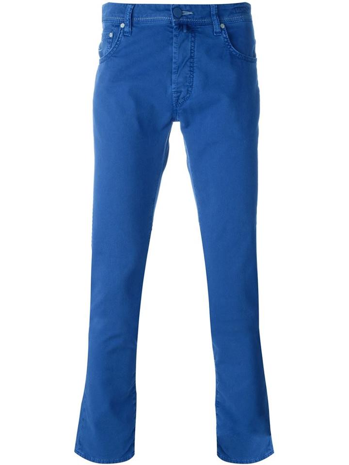 Jacob Cohen Slim Fit Trousers, Men's, Size: 34, Blue, Cotton/spandex/elastane