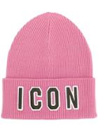 Dsquared2 Icon Patch Beanie - Pink