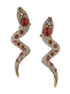 Gucci Crystal Snake Earrings - Red