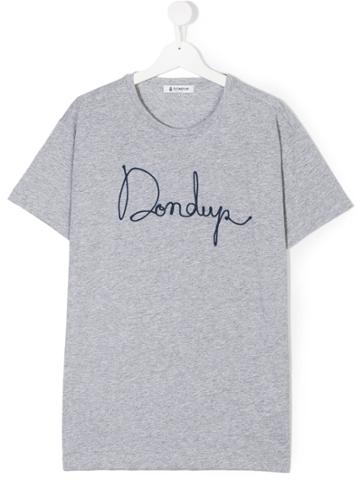Dondup Kids Logo Embroidered T-shirt - Grey