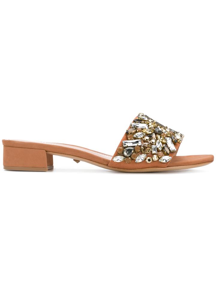 Schutz Jewelled Open Toe Sandals - Nude & Neutrals