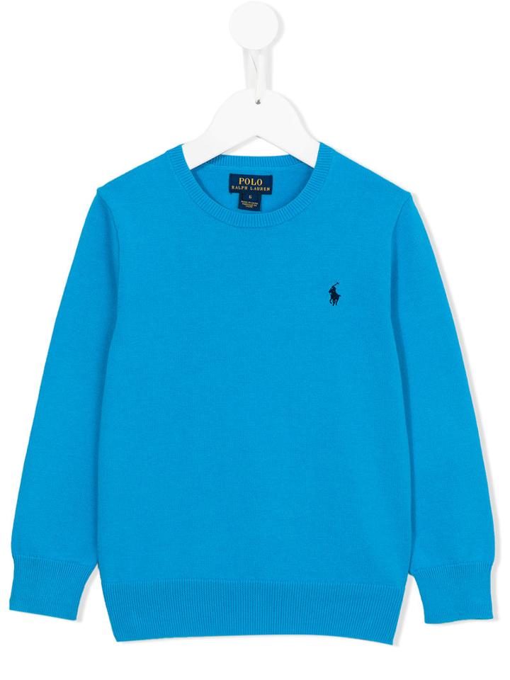 Ralph Lauren Kids Embroidered Logo Jumper, Boy's, Size: 6 Yrs, Blue
