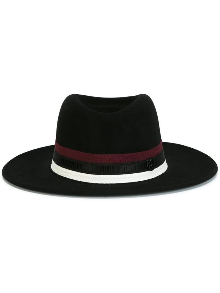 Maison Michel Wide Brim Hat, Women's, Size: Large, Black, Rabbit Fur Felt