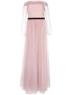 Marchesa Notte Off-the-shoulder Glitter Tulle Gown - Pink