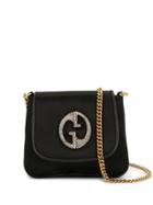 Gucci Pre-owned Rhinestone Logo Chain Shoulder Bag - Black