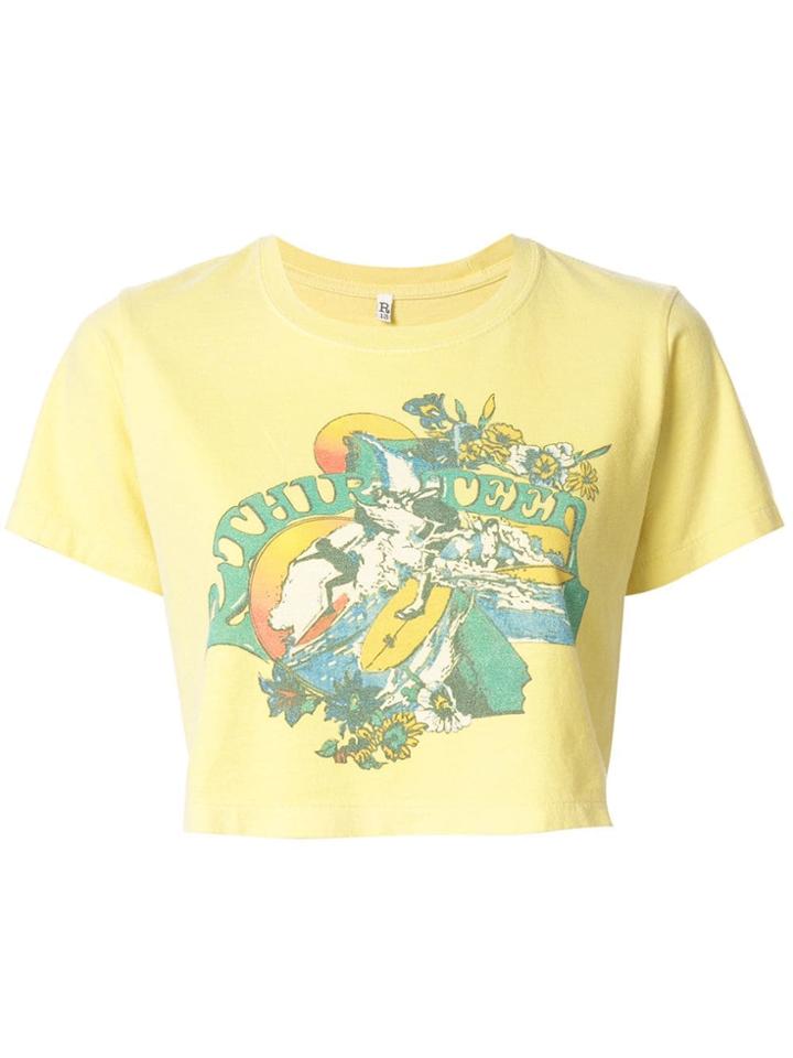R13 Cropped Graphic Print T-shirt - Yellow