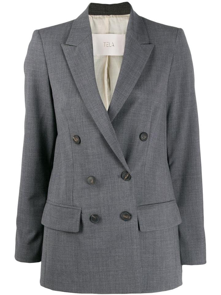 Tela Raffaella Double-breasted Jacket - Grey