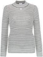 Courrèges Striped Mock Neck Sweater - Black