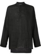 Isabel Benenato Band Collar Shirt, Men's, Size: Xl, Black, Linen/flax