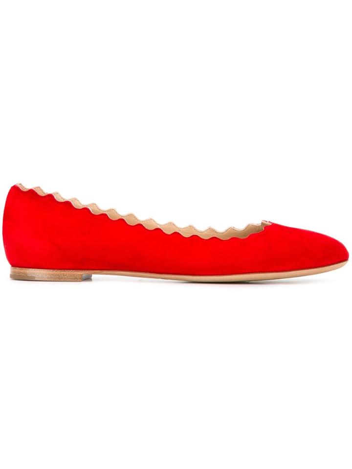 Chloé Suede Lauren Ballerinas - Red