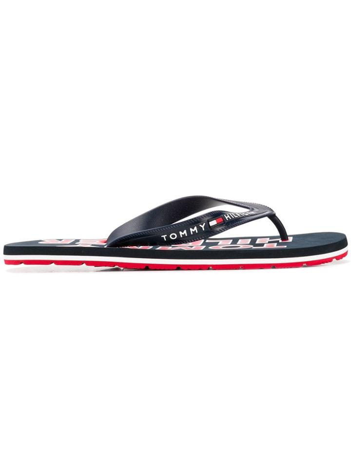 Tommy Hilfiger Logo Print Flip Flops - Blue