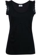 Saint Laurent Broderie Anglaise Tank Top, Women's, Size: L, Black, Cotton