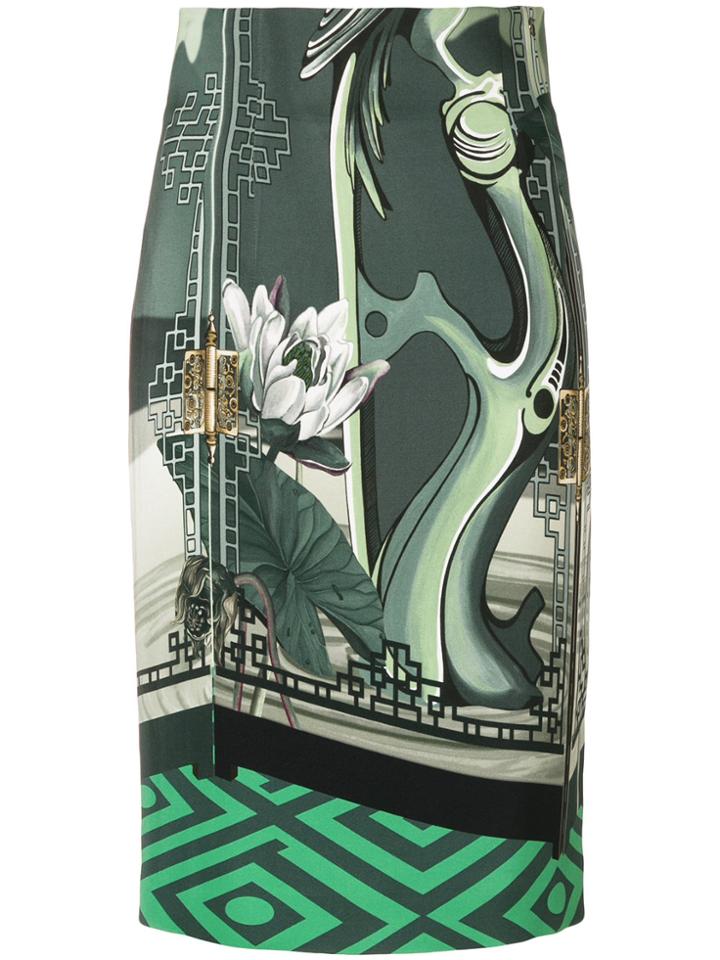 Versace Collection Multi-pattern Skirt - Green